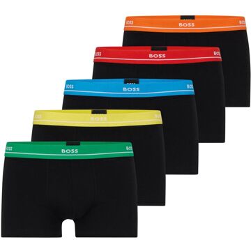 Hugo Boss Essential Trunk Boxershorts Heren (5-pack) zwart - rood - oranje - geel - S