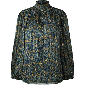 Ibana Lurex blouse met print Talici  blauw