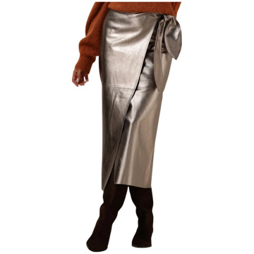 Ibana Metallic Midirok voor Stijlvolle Avonden Ibana , Gray , Dames - M,Xs