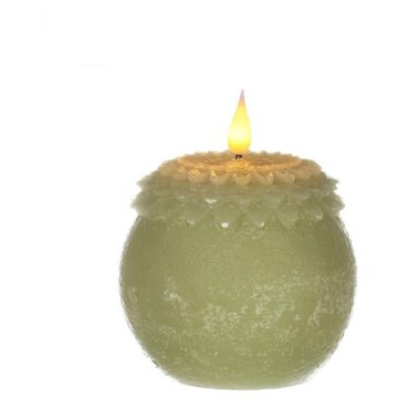 Ideas 4 Seasons LED Kaars wax bloem parel groen Ø9xH12cm