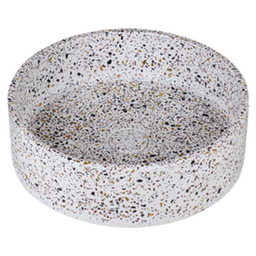 Ideavit Ora Waskom 39x12cm rond concrete beton wit Terrazzo 290296-E5 Wit Terrazzo mat