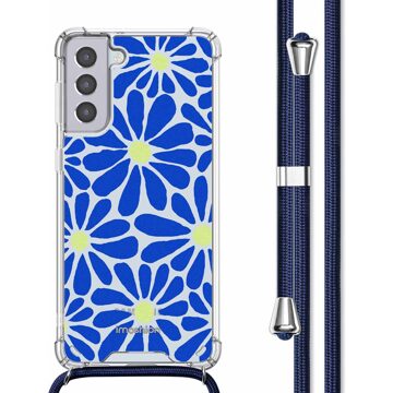 Imoshion Design hoesje met koord voor de Samsung Galaxy S21 - Cobalt Blue Flowers Connect Meerkleurig