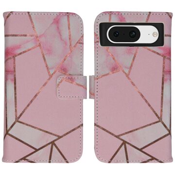 Imoshion Design Softcase Bookcase voor de Google Pixel 8 - Pink Graphic Meerkleurig