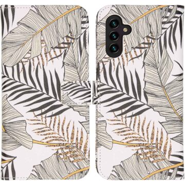 Imoshion Design Softcase Bookcase voor de Samsung Galaxy A13 (5G) / A04s - Glamour Botanic Wit