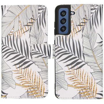 Imoshion Design Softcase Bookcase voor de Samsung Galaxy S21 FE - Glamour Botanic Wit