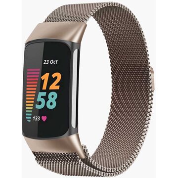 Imoshion Milanees magnetisch bandje voor de Fitbit Charge 5 - Maat M - Champagne Beige - Medium