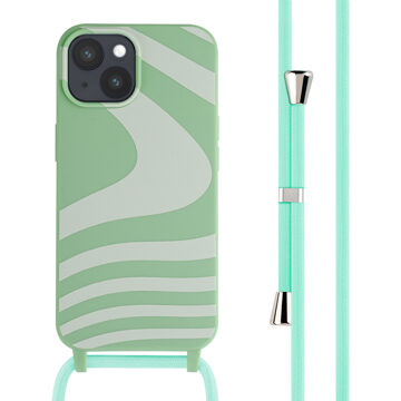 Imoshion Siliconen design hoesje met koord voor de Apple iPhone 15 - Retro Green Groen