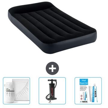 Intex Luchtbed - 1-persoons - 99 X 191 X 25 Cm - Donkerblauw - Inclusief Accessoires Cb3