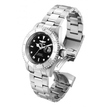 Invicta Pro Diver 34022 Heren Horloge - Quartz Uurwerk - Roestvrij Staal met zwarte Wijzerplaat - 40mm Zilver