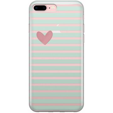 iPhone 7 Plus / iPhone 8 Plus transparant hoesje - Mint hart | Apple iPhone 8 Plus case | TPU backcover transparant