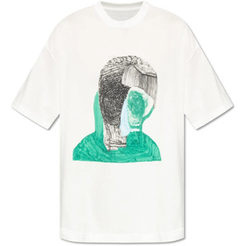 Issey Miyake Bedrukt T-shirt Issey Miyake , White , Heren - L,M