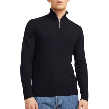 Jack & Jones Black Jack Jones JJeemil Breid Half Zip Noos Knit Jack & Jones , Black , Heren - 2Xl,Xl,L,M,S