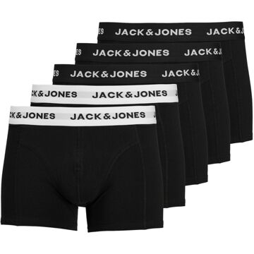 Jack & Jones Solid Trunk Boxershorts Heren (5-pack) zwart - wit - L