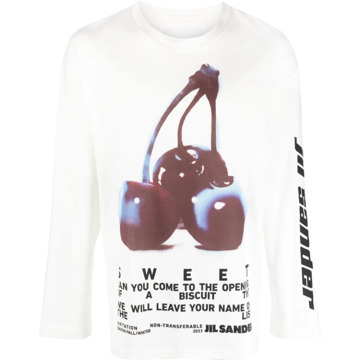 Jil Sander Cherry Print Grafische T-shirt Jil Sander , White , Heren - M