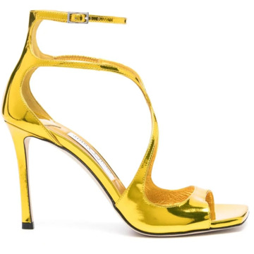 Jimmy Choo Gele Azia Metallic Leren Sandalen Jimmy Choo , Yellow , Dames - 38 Eu,36 Eu,40 EU