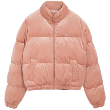 Juicy Couture Zwarte Gewatteerde Velours Trechterhals Puffer Juicy Couture , Pink , Dames - L,M,S,Xs