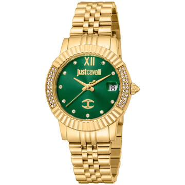 Just Cavalli Roestvrijstalen analoog horloge met datum Just Cavalli , Yellow , Dames - ONE Size