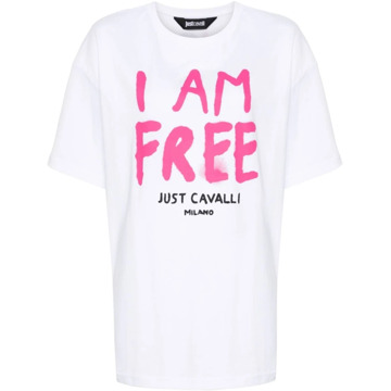 Just Cavalli Witte Grafische T-shirts en Polos Just Cavalli , White , Dames - L,Xs