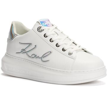 Karl Lagerfeld Kapri Signa Kant Leer Dames Witte/Iriserende Sneakers