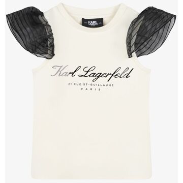 Karl Lagerfeld Meisjes shirt ecru zwart - 140