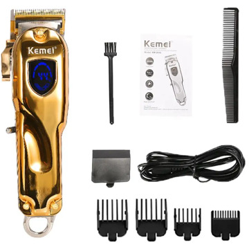 Kemei KM-2010 Hair Trimmer Cordless Hair Cutter Barber Hair Clipper 4 Lever Blade Adjustment LCD Display Beard Trimmer