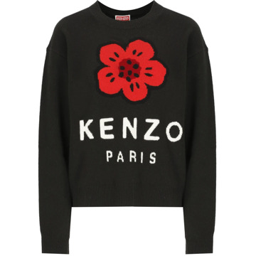 Kenzo Zwarte Wollen Trui Ronde Hals Kenzo , Black , Dames - L,M,S