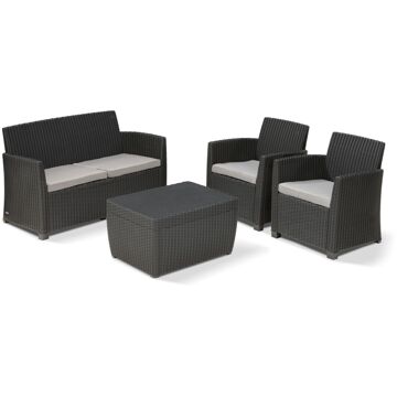 Keter 4-delige Wicker Balkon Loungeset Mia + Opbergbox 4 Personen