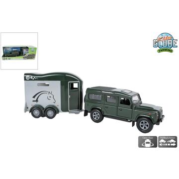 Kids Globe Land Rover met trailer 26cm groen