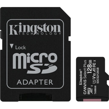 Kingston Canvas Select Plus microSDXC 128GB Micro SD-kaart Zwart
