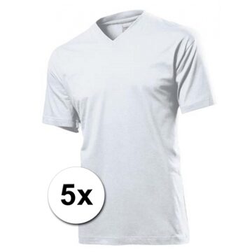 Kleding 5x witte t-shirts v-hals
