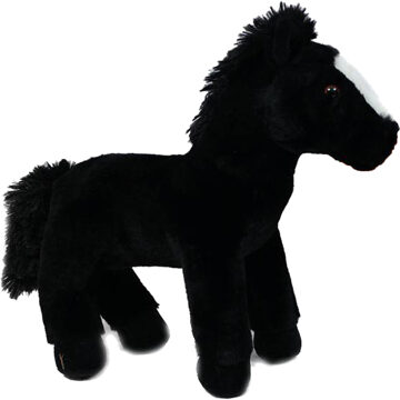 Knuffeldier Paard Winston - zachte pluche stof - premium kwaliteit knuffels - zwart - 30 cm