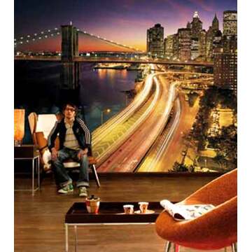 Komar Fotobehang - NYC Lights National Geographic 368x254cm - Papierbehang Multikleur