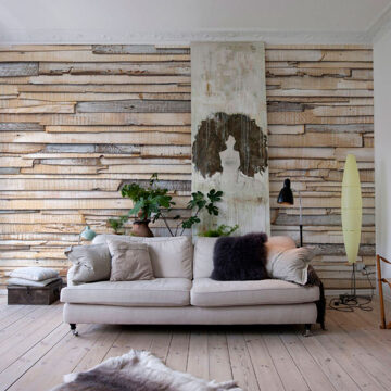 Komar Fotobehang - Whitewashed Wood 368x254cm - Papierbehang Multikleur