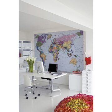 Komar Fotobehang World Map 254x188 cm Multikleur