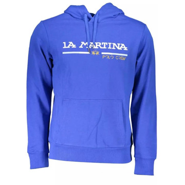 La Martina Blauwe Geborduurde Hoodie voor Mannen La Martina , Blue , Heren - 2Xl,Xl,L,S,3Xl