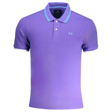 La Martina Paarse Polo Shirt met Contrast Borduurwerk La Martina , Purple , Heren - 2Xl,Xl,L,M,S