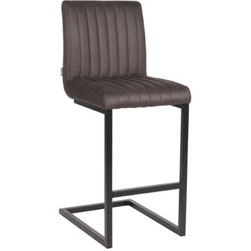 LABEL51 Barkruk Milo - Antraciet Microvezel - Zwart Metaal Grijs