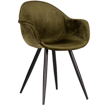 LABEL51 Eetkamerstoel Forli - Army Fluweel - Zwart Metaal Groen