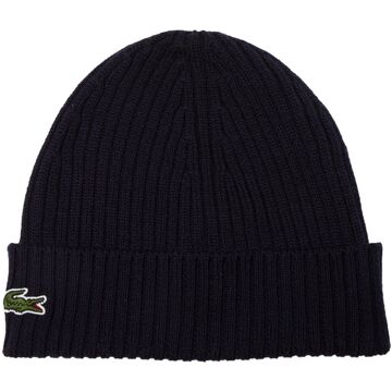 Lacoste Knitted Muts Wol Navy - Donkerblauw