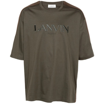 Lanvin Bruine Chevron Logo T-shirt Lanvin , Brown , Heren - 2Xl,L,M,S,3Xl