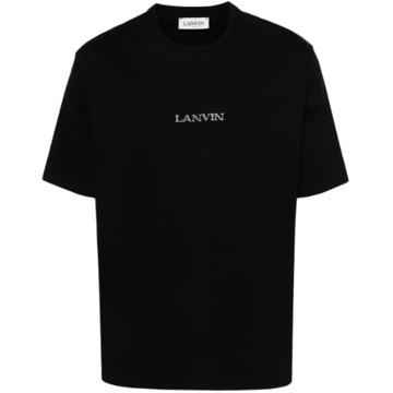 Lanvin Klassiek Zwart Logo Geborduurd T-shirt Lanvin , Black , Heren - Xl,L,M