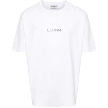 Lanvin Witte katoenen T-shirt met geborduurd logo voor heren Lanvin , White , Heren - Xl,M