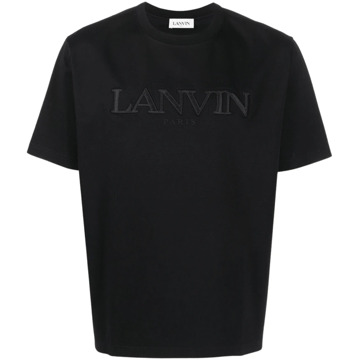 Lanvin Zwart Geborduurd Tee-Shirt Parijs Lanvin , Black , Heren - M,S