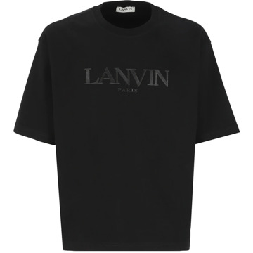 Lanvin Zwarte Katoenen T-shirt met Borduursel Lanvin , Black , Heren - 2Xl,Xl,L,M,S,Xs