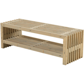 Lattenbank vuren met plank - Rustik Design 138 cm driftwood geverfd Bruin licht