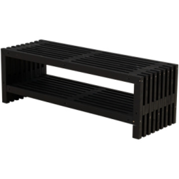 Lattenbank vuren met plank - Rustik Design 138 cm zwart geverfd