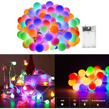 Led Ball Chain Licht Waterdicht Fairy Lamp Outdoor Batterij String Licht Sfeer Verlichting Voor Bruiloft Kerst Guirlande Party 6m