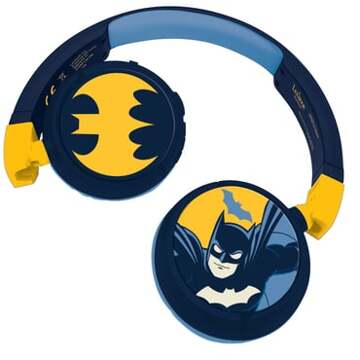 Lexibook Batman 2-in-1 Bluetooth® en kabelaansluiting, opvouwbare hoofdtelefoon met veilig volume Geel,Zwart