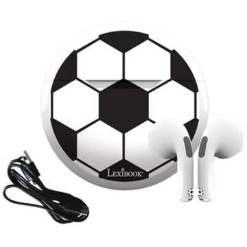 Lexibook In-ear hoofdtelefoon voor voetbal met oplaaddoosje Wit,Zwart