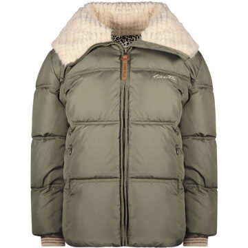 Like Flo Meisjes winterjas fancy met capuchon - Amaya - Army groen - Maat 134/140